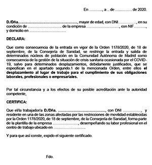 justificante movilidad madrid